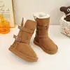 Botas de Nieve para Niñas con Forro de Felpa Botas Altas para Niños Invierno 2026 Nuevo Estilo Zapatos Grandes de Algodón para Niñas Botas de Caña Alta Suela Suave Cálida