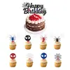 Nova Bandeira de Bolo do Homem-Aranha com Tema de Teia de Aranha Brilhante Desenho Animado Infantil Transfronteiriço Suprimentos de Decoração para Exterior Espiral