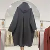 Abrigo de Lana Reversible Holgado Talla Extra para Mujer, Chaqueta de Lana Casual con Capucha Rejuvenecedora para Mujer, Talla Extra Transfronteriza
