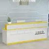 Balcão de recepção pintado, balcão de recepção moderno, balcão de caixa de loja de roupas, mesa de bar pequena, balcão de recepção simples para empresa