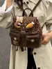 Bolso Retro Maillard Transfronterizo para Mujer 2025 Otoño e Invierno Nuevo Versátil de un Solo Hombro de Aspecto Elegante Simple Portátil Mochila