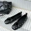 Zapatos Mary Jane Retro de Punta Cuadrada con Remaches y Lazo para Mujer 2026 Nuevos Zapatos Planos Casuales de Boca Baja Bailarinas