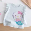 Conjunto de Verão para Meninas: Top Sereia, Blusa Fina sem Manga para Bebês + Calça Xadrez Fresca Anti-Mosquito Conjunto de Duas Peças