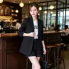 Blazer de alta qualidade preto com botões e bolsos para mulheres, primavera/outono, temperamento transfronteiriço, estilo urbano, top de alfaiataria pequeno, moderno