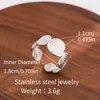 Anillos Abiertos de Acero Inoxidable Transfronterizos, Anillos Ajustables de Acero de Titanio que No se Desvanecen, Anillos Prensados en Aceite, Joyería de Mano al por Mayor