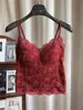 2026 Nuevo Modelo Camisola de Encaje de Seda Helada de Nicho con Almohadillas de Sujetador Integradas, Capa Base de Ropa Interior Push-Up Integrada para Mujer