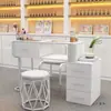 Mesa de Manicura Estilo Crema Blanca Estilo Japonés Multifuncional Vidrio Individual Juego Completo Lujo Ligero Hogar Mesa de Manicura Simple Almacenamiento