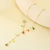 Moda Europeia e Americana Nicho Joias Coloridas Dopamina para Mulheres, Pingente Geométrico com Diamantes, Colar Longo em Aço Inoxidável em Forma de Y