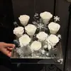 Espejo de flores eternas de cabello liso de fábrica, 9 rosas de jardín para novia, rosa de alta gama, regalo de San Valentín al por mayor