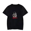 Camiseta de algodão de manga curta estampada com desenho animado Attack on Titan para homens e mulheres