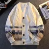 Chaqueta de Punto para Hombre Primavera y Otoño Cárdigan Suéter para Hombre 2026 Nuevo Color Bloque Otoño Suéter de Punto Holgado Casual