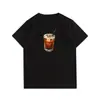 Camiseta informal nueva de seda de leche estilo americano con estampado, cuello redondo, top versátil holgado unisex de verano
