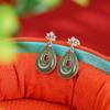 Brincos Yuebao Joias Prata Esterlina S925 Jade Hetian Jaspe Novo Estilo Chinês Retrô Flor de Lótus Gota d'Água Vazados Brincos Estilo Nacional