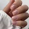 Peças de Unha Vendidas Quentes Transfronteiriças, Estilo Ins Pura Desejo, Unhas Frescas Usáveis, Adesivos de Unha Postiça Doce e Cool com Borda Roxa Francesa