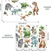 Adesivo de Parede Dinossauro em Aquarela Tiranossauro Tricerátops Pterodáctilo Plantas Verdes Adesivo de Parede Autoadesivo Sala de Estar Hall de Entrada Quarto Adesivo Decorativo