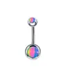 Nuevo Producto en Comercio Electrónico Transfronterizo: Anillo para Ombligo de Acero Inoxidable con Purpurina Multicolor y Diseño de Goteo de Aceite, Joyería de Body Piercing Moderna y Sencilla