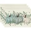 Amazon Halloween Acción de Gracias Manteles Individuales Calabaza Hoja de Arce Manteles Individuales Pavo Otoño Decoración de Mesa Manteles Individuales Resistentes al Calor