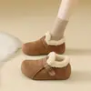 Sapatos de algodão aumento de altura batatinha Sapatos Birkenstock femininos 2026 estilo novo moderno sapatos de algodão para neve de inverno mocassins peludos tamanho pequeno