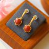 Pendientes de plata de ley 925 con esmalte rojo del sur y aguja, pendientes geométricos de estilo chino, elegantes pendientes de estilo francés.