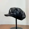 Nova boina macia de couro PU para mulheres, boné de artista vintage estilo japonês, boné octogonal moderno estilo britânico para homens
