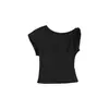 Atacado transfronteiriço roupas femininas item quente blusa de gola drapeada ombro a ombro feminina alça torcida slim fit cintura marcada base do ombro exposta camiseta