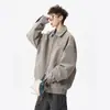Chaqueta de cuero retro única con cuello alto para motocicleta, abrigo corto de cuero deconstruido para hombres y mujeres, estilo de pareja, versátil y elegante