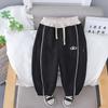 Pantalones de Forro Polar con Letras para Niños Estilo Otoño e Invierno Pantalones Largos Casuales para Niños y Niñas, Bebé Forro Polar Cálido de Moda Envío Directo