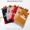 Nuevo sombrero y bufanda de punto de una pieza para niños de otoño e invierno, gorro de punto grueso y cálido para bebé con diseño de ciervo de dibujos animados S205