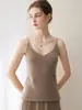 Chaleco de punto sin mangas con cuello en V 100% cachemira, estilo minimalista para mujer, top tipo camisola versátil, nueva capa base
