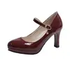 Zapatos de Tacón Alto con Plataforma Impermeables Estilo Hepburn Tacón de Aguja Puntiagudos de Moda Correa de Hebilla de Una Sola Tira Boca Baja Zapatos de Trabajo Princess Nocturna