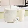 Jarra d'água de grande capacidade com torneira, jarra de água fria com padrão de onda de luxo leve, jarra de água fria doméstica, balde de suco, balde de bebidas
