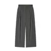 Para Comércio Exterior Transfronteiriço Europeu e Americano Roupas Femininas Aliexpress Mais Vendidas Outono Cinza Escuro Listrado Vertical com Amarração na Cintura Conjunto de Calça Pantalona