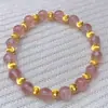 Pulseira de Cristal Morango Natural, Luxo Acessível e de Alta Qualidade, Pulseira de Contas Olho de Gato que Não Desbota, Pulseira de Cristal com Contas de Transferência para Meninas