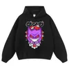 Sudadera con Estampado de Anime Japonés Lavada Vintage Negro Carbón Holgada Hombro Caído Unisex Retro Tendencia Marca Sudadera