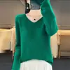 Suéter de Punto Fino para Mujer Estilo Primavera y Otoño 2026, Nuevo Cuello en V, Suéter Holgado de Cuello Bajo, Camiseta Base
