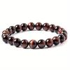 Pulseira Europeia e Americana Masculina de Pedra Olho de Tigre 8mm com Contas, Pedra da Vesícula Negra, Obsidiana, Pulseira de Pinheiro Branco, Pulseira Atacado com Toque de Luxo
