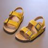 Sandálias Infantis Vintage 2025 Verão Novos Sapatos de Praia para Meninas Couro Fosco Sapatos Birkenthal para Meninos Sola Macia Sapatos Infantis Modernos