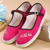 Sapatos de Pano de Pequim de Primavera e Outono Espessos com Sola de Mil Camadas de Veludo Cotelê Floral Sapatos de Pano com Costura e Fivela de Uma Linha Sapatos de Algodão Femininos