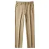 Pantalones Casuales de Poliéster tipo Lino de Lujo para Hombre, Cintura Media, Delgados de Verano Nuevo Estilo, Transpirables, Anti-Arrugas, Elásticos de Pierna Recta para Hombre