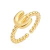 Australia, Europa antigua y Estados Unidos anillo abierto de 26 letras inglesas chapado en cobre simple de oro de 18 quilates anillo joker de nicho femenino