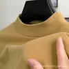 Playera de manga larga con cuello semi alto cálida forrada de vellón de terciopelo de doble cara al por mayor para hombre otoño e invierno suéter ajustado para hombre camiseta base