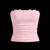 Conjunto Transfronterizo Europeo y Americano Y2K Dulce Puro Deseo Sexy Encaje Lazo Tubo Crop Top Shorts para Mujer