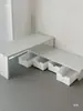 Configuración de Escritorio de Esquina con Soporte Elevado para Laptop, Caja de Almacenamiento de Escritorio, Organizador de Oficina tipo Cajón