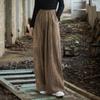 Outono 2026 Algodão e Linho Feminino Novo Estilo Ramie Tie-Dye Versátil Calça Longa com Cintura Elástica e Cordão, Calça Feminina Ampla Artística