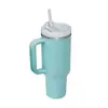 Taza de coche de segunda generación transfronteriza de 40 oz, gran capacidad, taza con asa y pajita de acero inoxidable, taza termo de vacío para exteriores, personalización