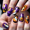 24 Piezas Venta Caliente Transfronteriza Uñas Portables Halloween Relieve Telaraña Lámina de Oro Uñas Postizas Desmontables Manicura Terminada Al Por Mayor