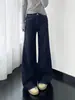 Otoño Invierno Retro Jeans de Mezclilla Color Crudo Diseño para Mujeres Petites Pantalones de Pierna Ancha Sueltos Pantalones de Pierna Recta Forma de Pera