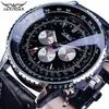 Jaragar Estilo Europeo y Americano Moda Masculina Casual Hueco Esfera Grande Automático Mecánico Reloj Venta al por Mayor Blanco