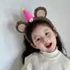 Diadema de Oso de Pelo de Cordero de Dibujos Animados, Diadema Linda para Niña, Accesorios para Fotos de Parque de Diversiones, Sombrero de Cumpleaños, Moño para el Cabello, Tocado para Mujer