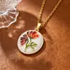 Serie de Plantas Frescas de Nicho Europeo y Americano Collar de Aceite Gotas DIY Collar con Colgante de Hierba Limón Fresa Lazo Cadena para la Clavícula